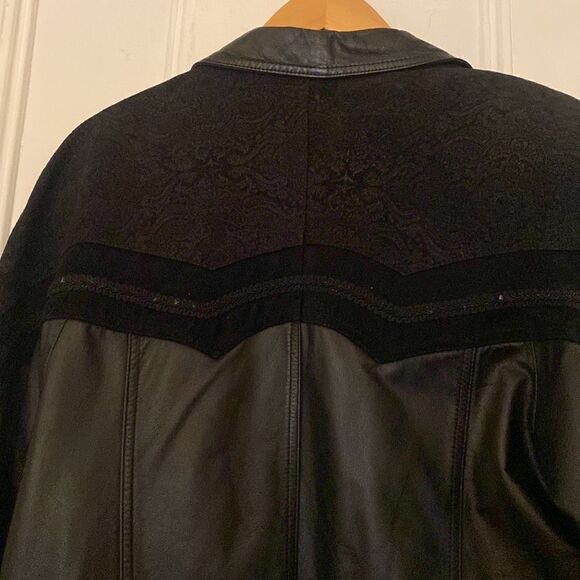 🎀 VINTAGE 🎀 80s Chic Black Leather & Suede Jacket Size Medium - Picture 10 of 13